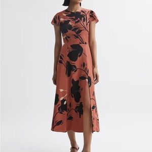 Reiss Floella Midi Dress with Back Cut Out Detail